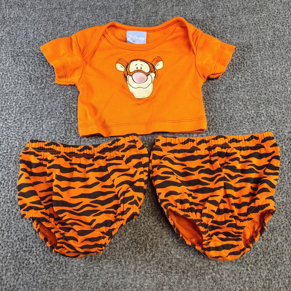 Vintage Disney Tigger Shirt & Diaper Covers Baby 0-6M Orange Winnie the Pooh